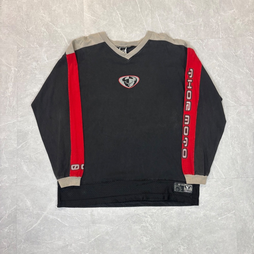 Vintage Thor Motocross Jersey Black Red Long Sleeve Racing Shirt Mens XL 4161